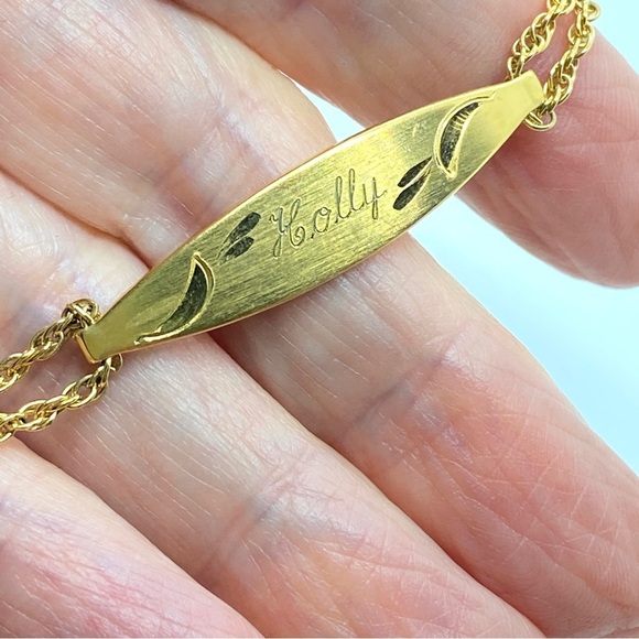 SPEIDEL Vintage ID Double Chain Bracelet Goldtone "Holly" Engraved - Picture 1 of 9